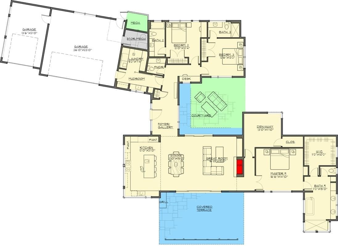 Explore This Spacious Home with a Unique Central Courtyard