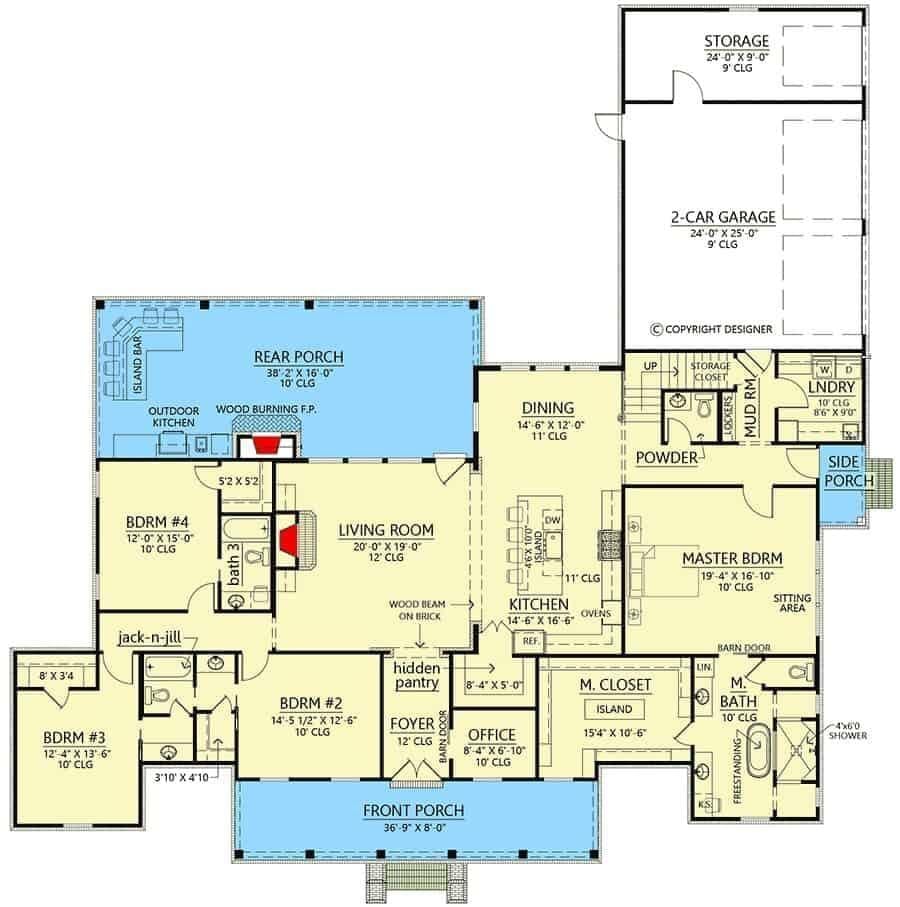 Spacious Floor Plan with Outdoor Kitchen and Cozy Rear Porch