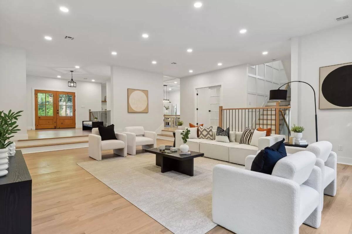 Check Out This Open Living Space with Minimalist Design and Crisp Lines