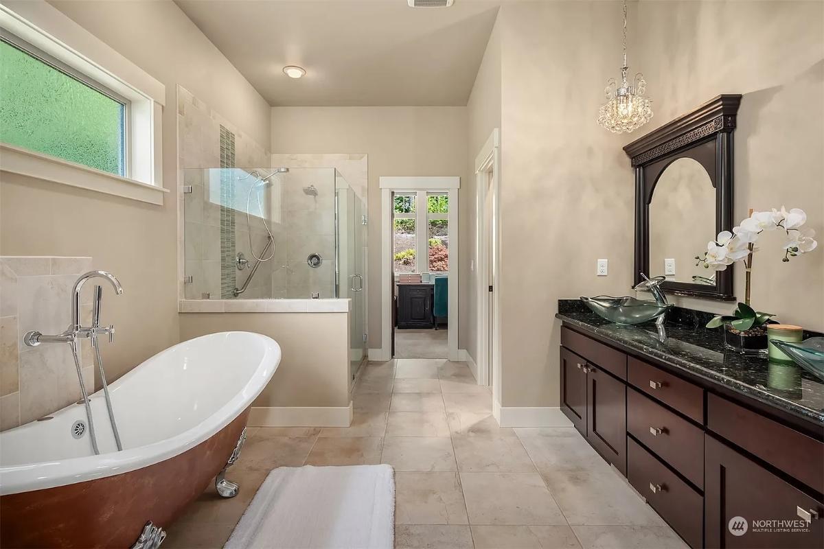 Freestanding Tub as the Focal Point in This Elegant Bathroom Retreat