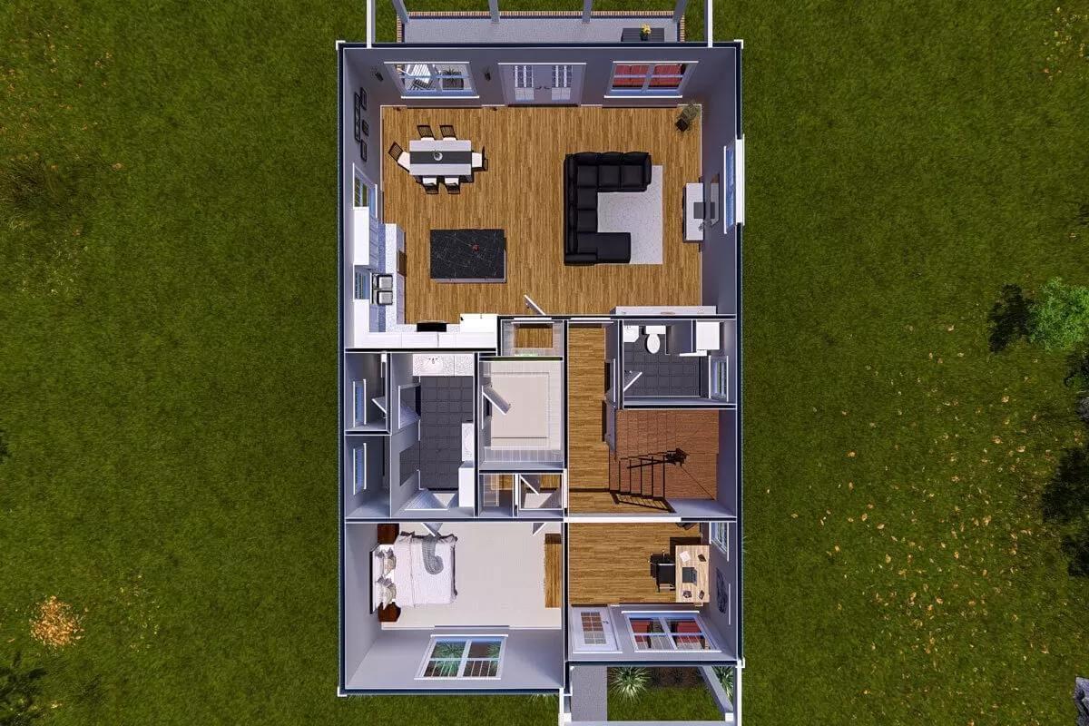 Main Level Floor Plan Highlighting Open Living Spaces