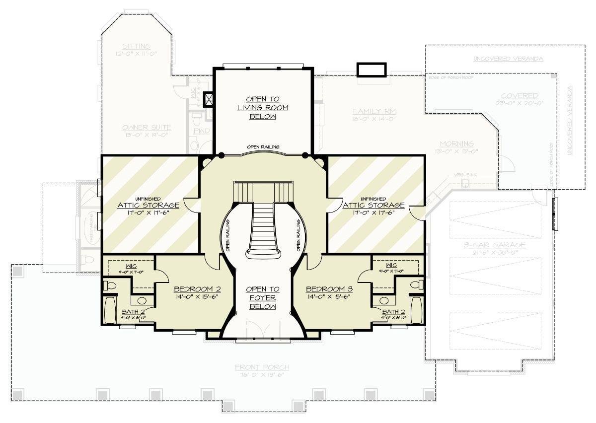 Upper Level Floor Plan Featuring Dual Attic Storage Spaces