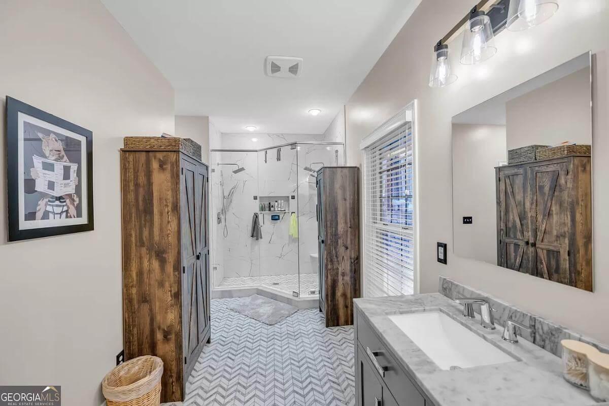 Barn-Inspired Bathroom with a Timeless Walk-In Shower