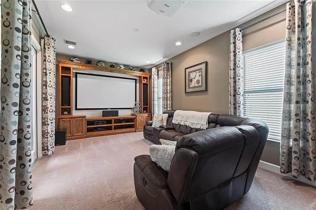 Home Theater with Plush Reclining Chairs and Built-in Screen