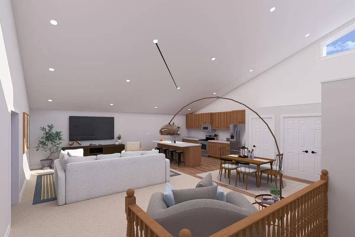 Notice the Open Layout with a Stylish Arch Lamp Anchoring the Space