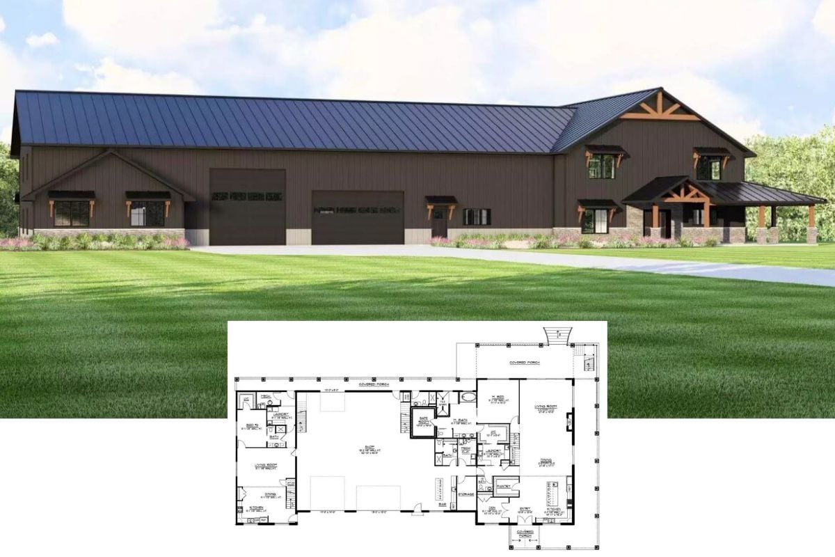 Preston Heights 6-Bedroom Barndominium with Loft and Balcony (Floor Plan)