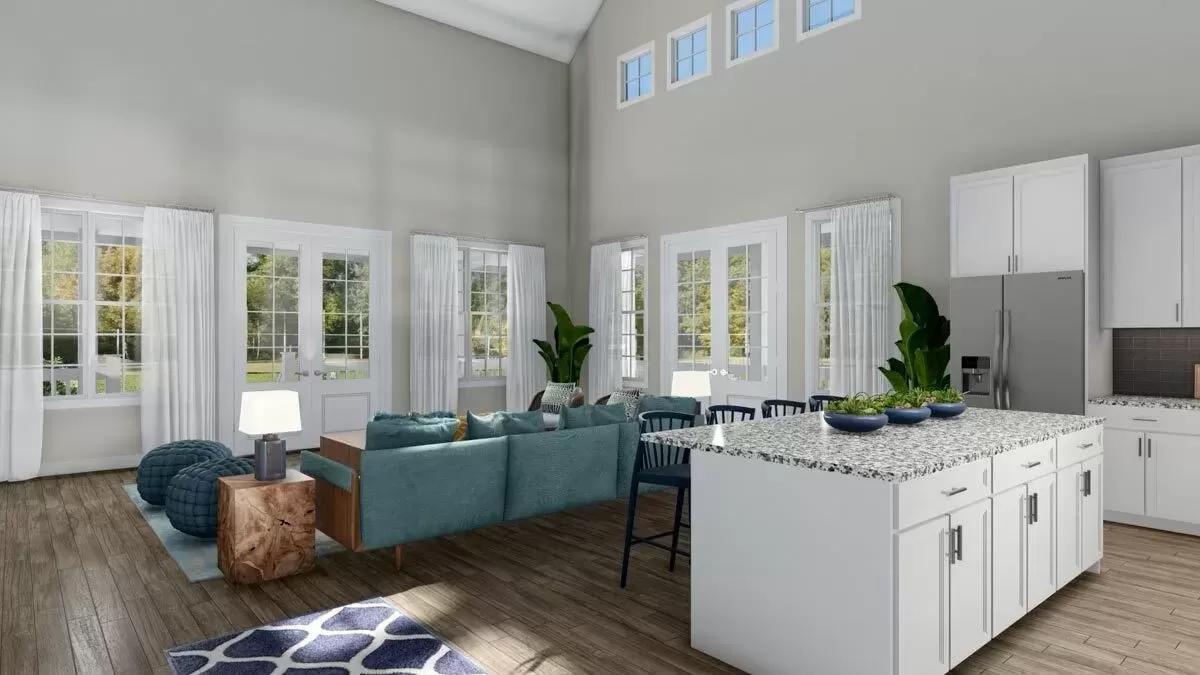 Spacious Living Area with Vaulted Ceilings and Sunlit Views
