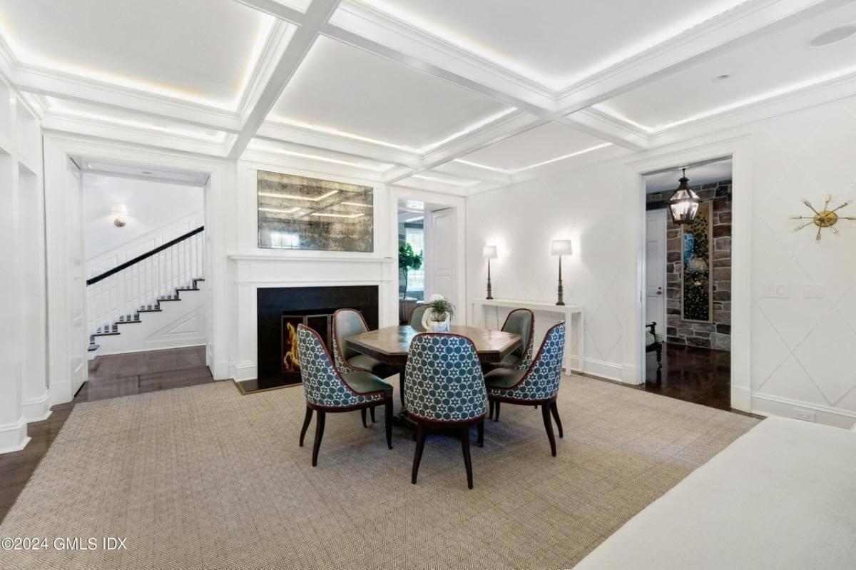 Wow, Look at the Coffered Ceiling in This Elegant Dining Room