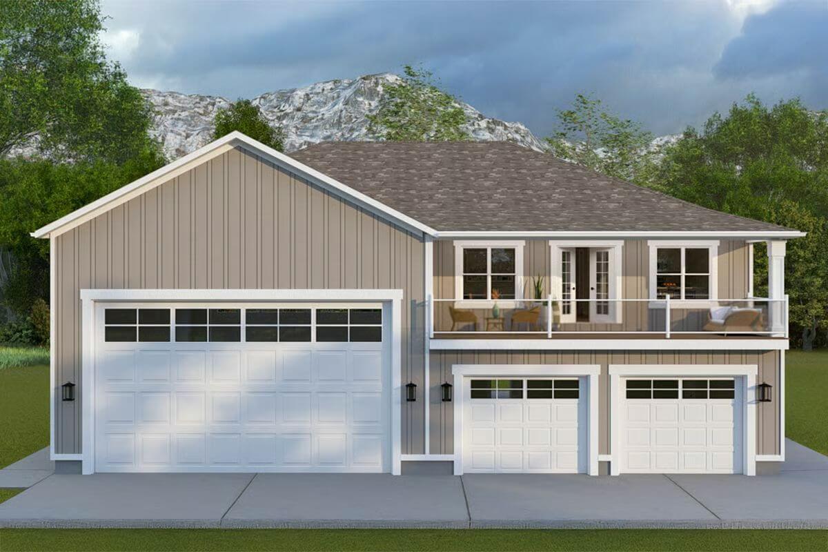 2-Bedroom Traditional Carriage Home with RV Garage and Covered Patio (Floor Plan)