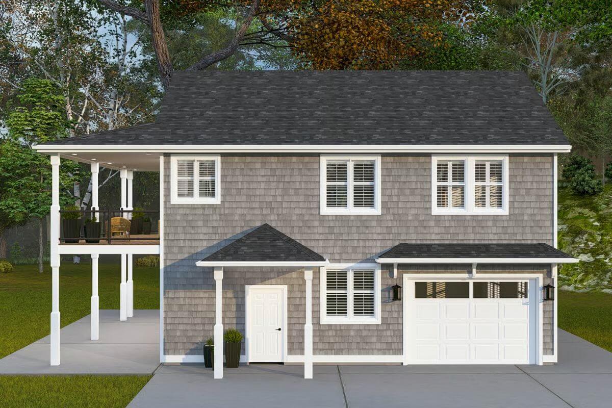 2-Bedroom Cape Cod Home with Open Living Space and Covered Patio (Floor Plan)