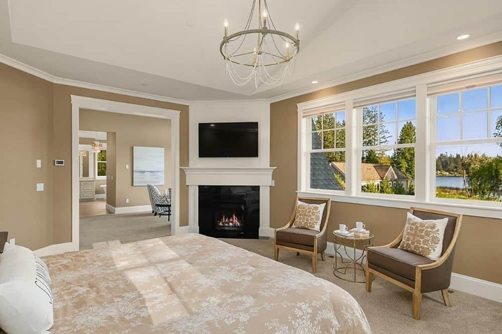 Admire the Tranquil Views from This Elegant Craftsman Bedroom