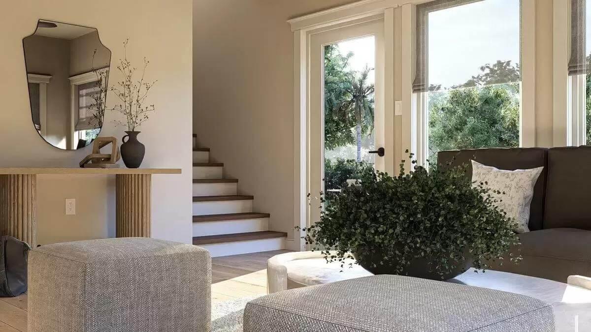 Welcoming Living Room Entrance with Textural Elements