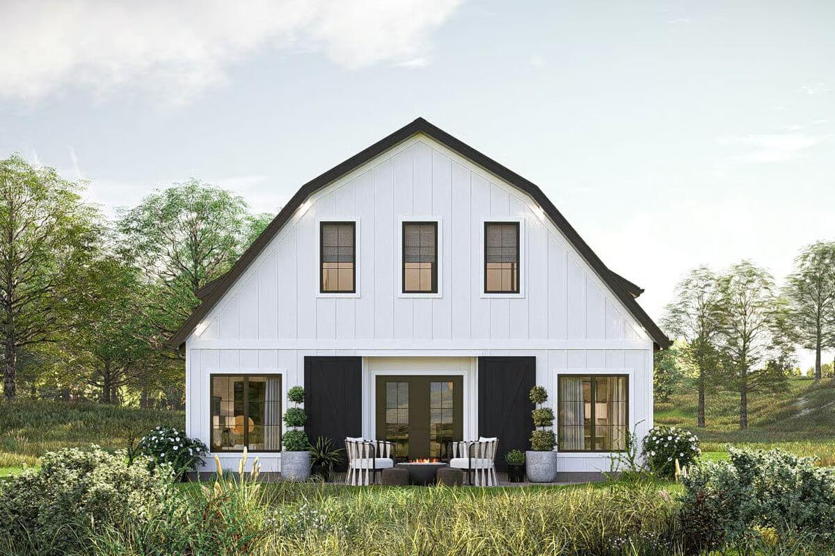 Barn-Style 2-Bedroom Home with Open Living Space and 3-Car Garage (Floor Plan)