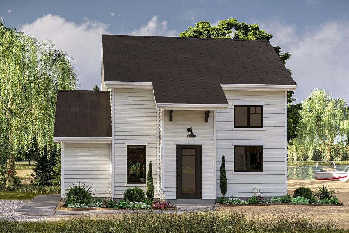 1-Bedroom Cabin Getaway with Covered Patio and Bedroom Loft (Floor Plan)