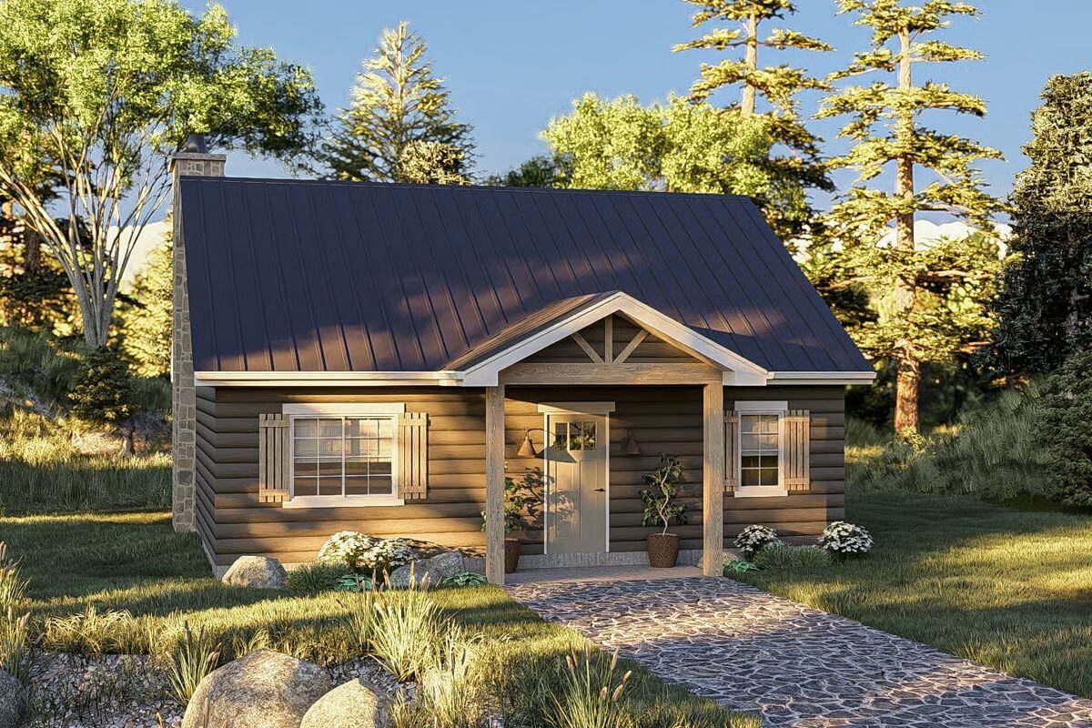 Cabin-Style 1-Bedroom Home with Open-Concept Living (Floor Plan)