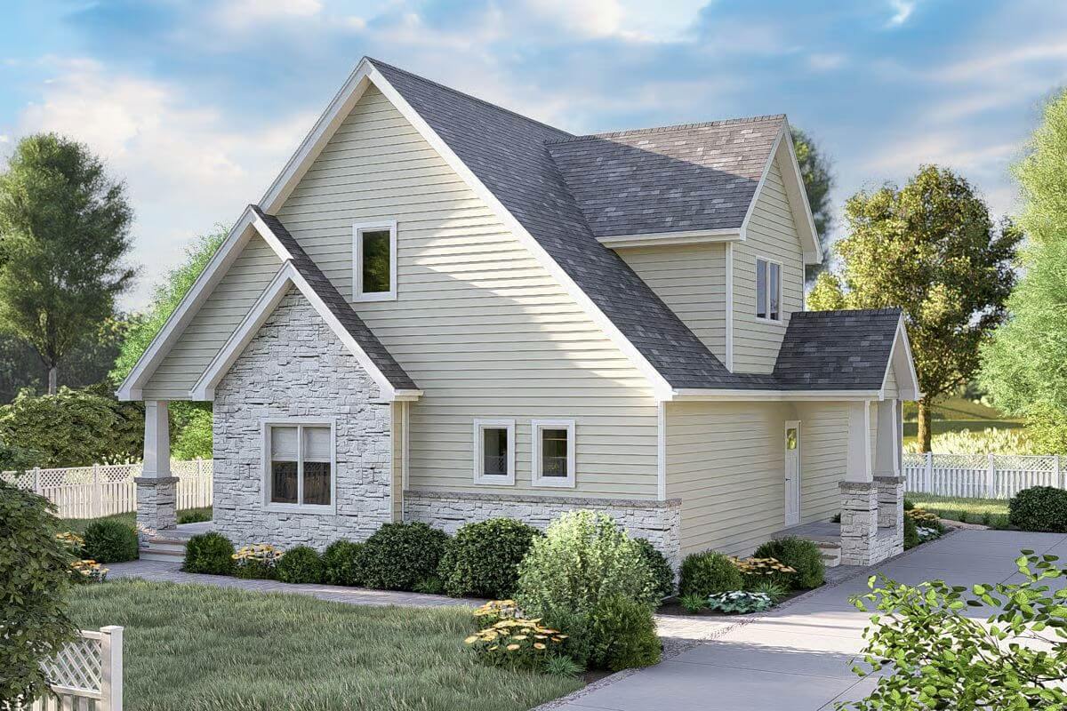 Country-Style 3-Bedroom Craftsman Home with Balcony and Jack & Jill Bath (Floor Plan)