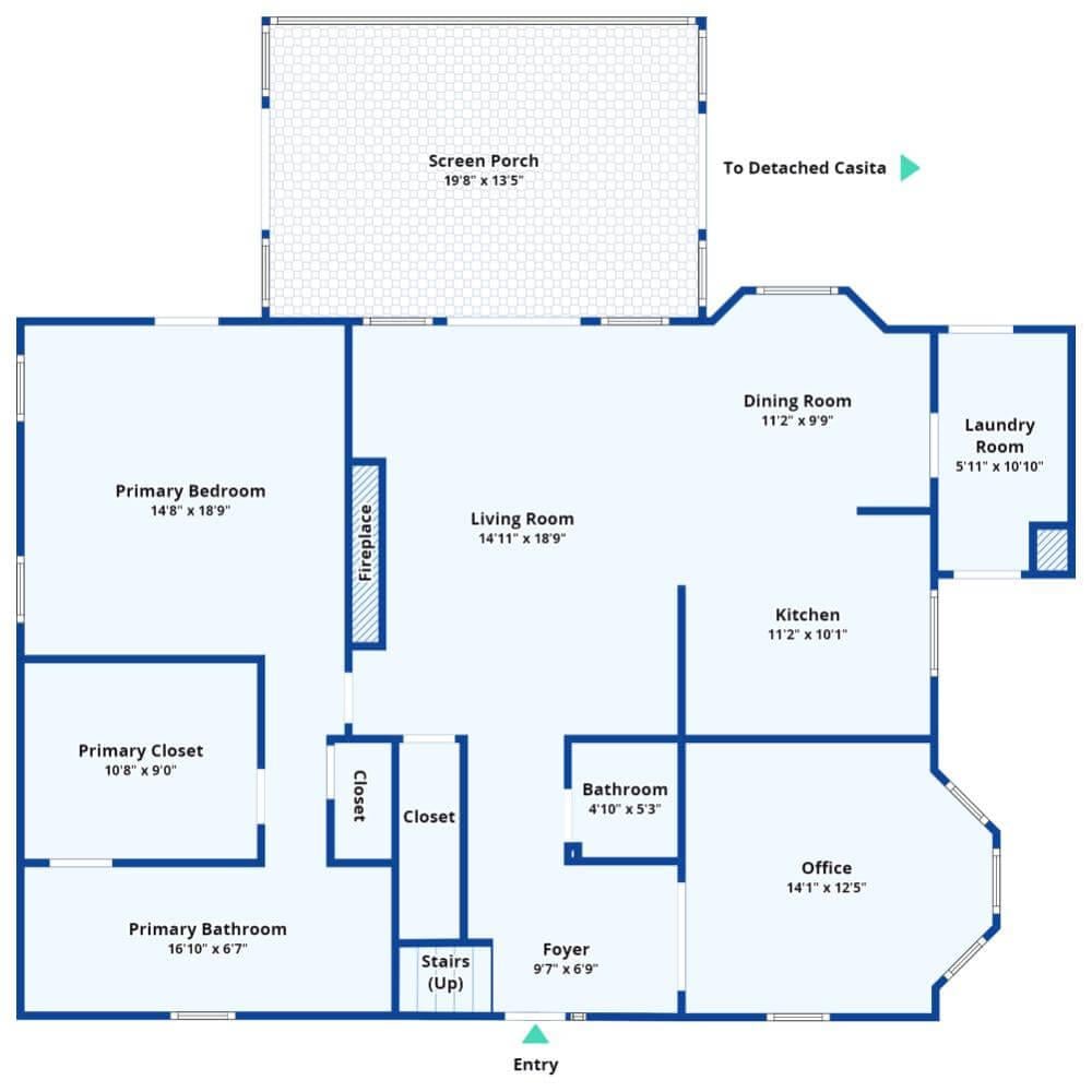 Notice the Spacious Living Room Anchored by a Fireplace