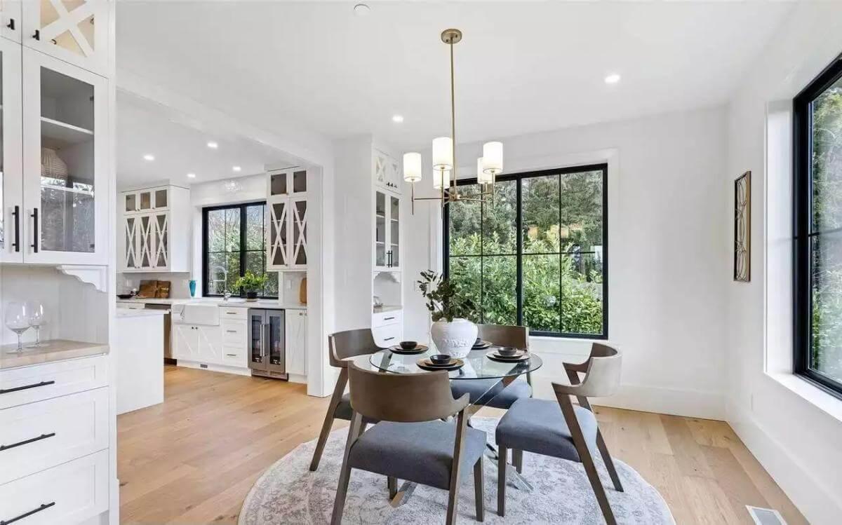 Bright Dining Area with Stunning Black-Framed Windows
