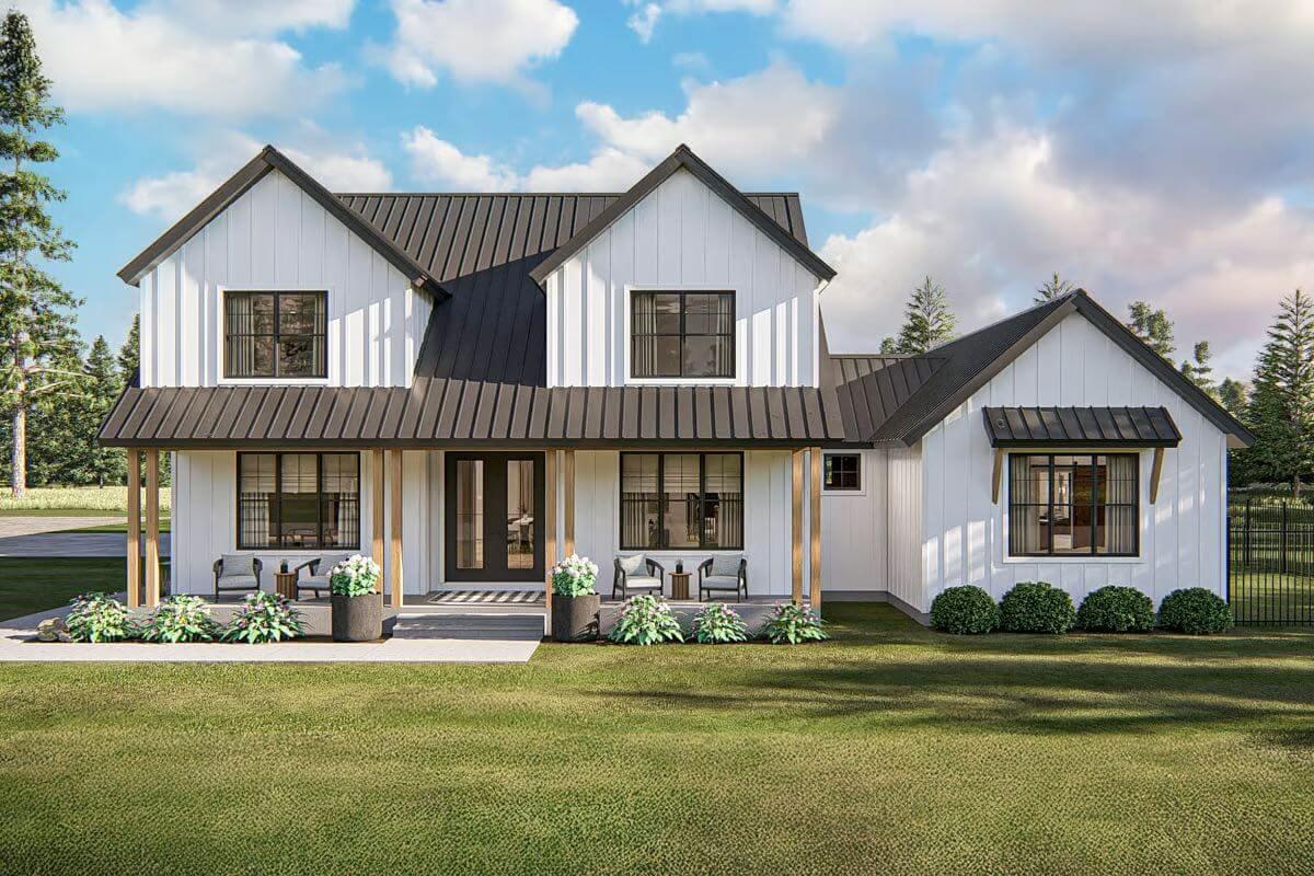 Modern Farmhouse with Crisp Siding and Inviting Porch
