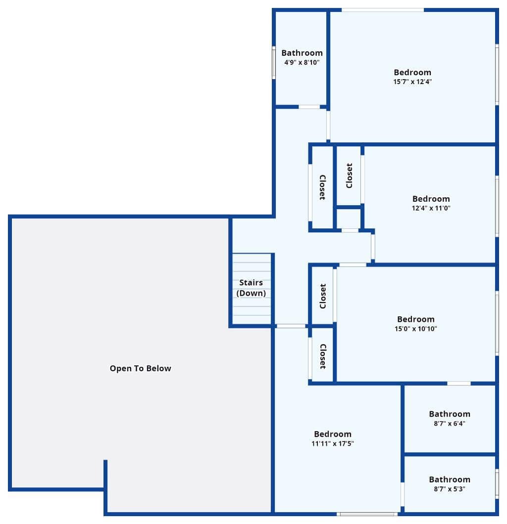 Versatile Upper Floor Layout with Multiple Bedrooms and Baths