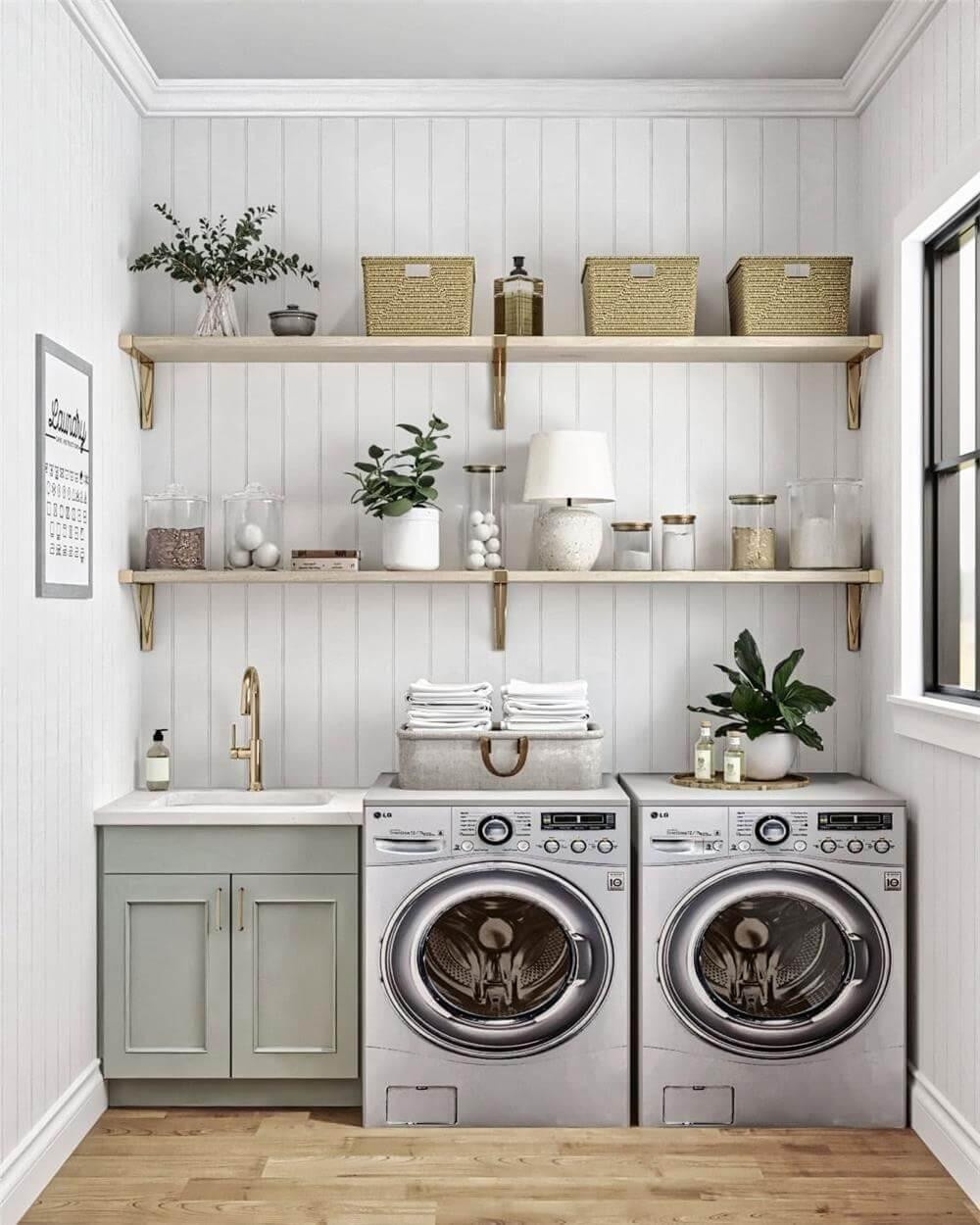 Wow, A Laundry Room with Style—Look at the Open Shelving!
