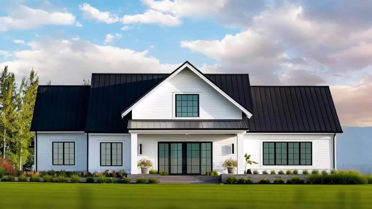 Classic Farmhouse Elegance with Striking Rooflines