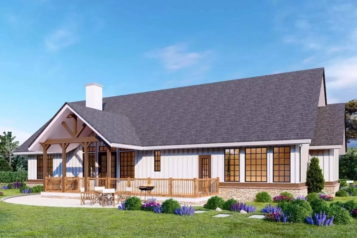 Craftsman Porch with Striking Timber Columns and Stone Foundation