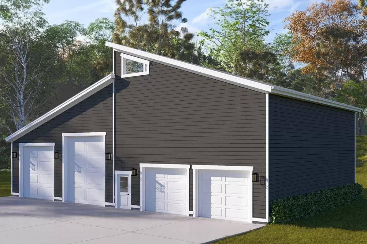 Notice the Contrasting White Trim on This Modern Garage Design