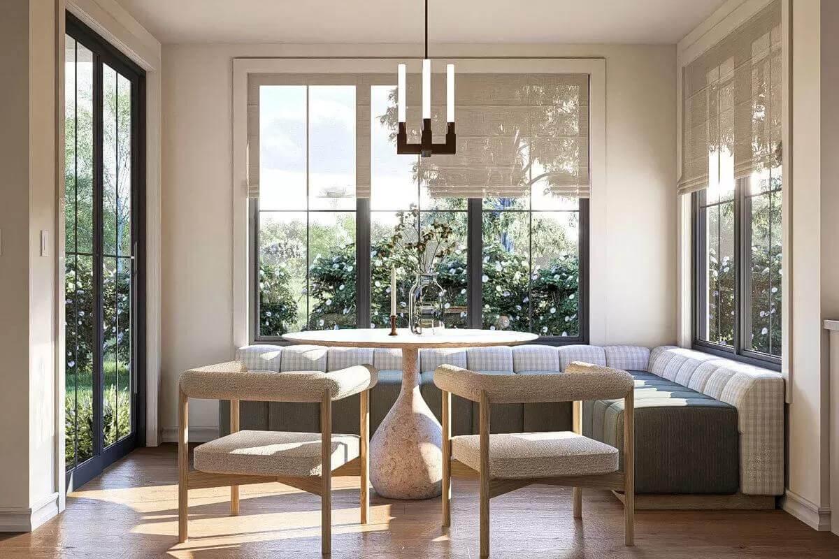 Sunlit Breakfast Nook with Built-in Bench Seating