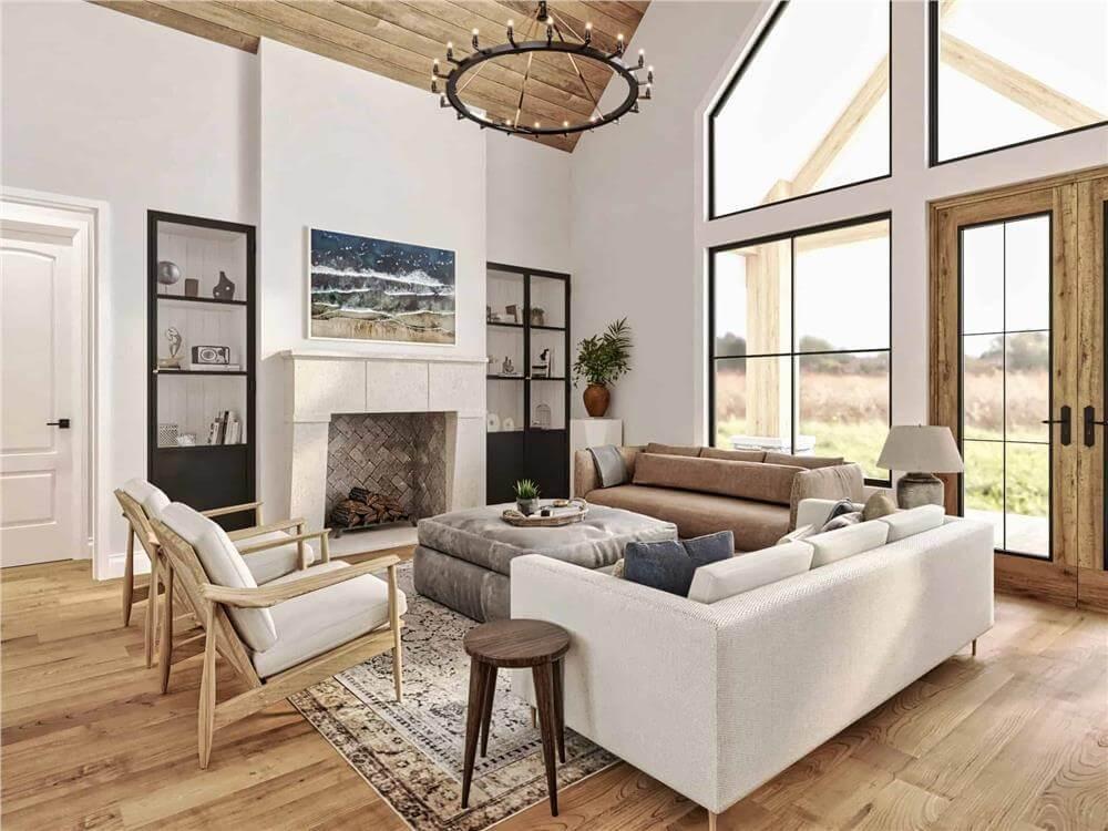 Check Out the Vaulted Wood Ceiling in This Light-Filled Living Room