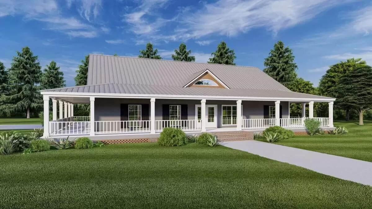 Check Out the Expansive Wraparound Porch on This Charming Home
