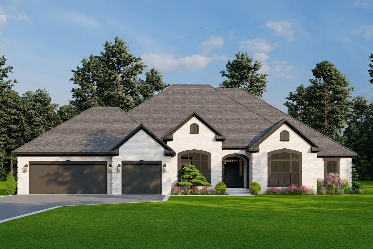 5-Bedroom European-Style Home with 3-Car Garage and Open-Concept Living (Floor Plan)