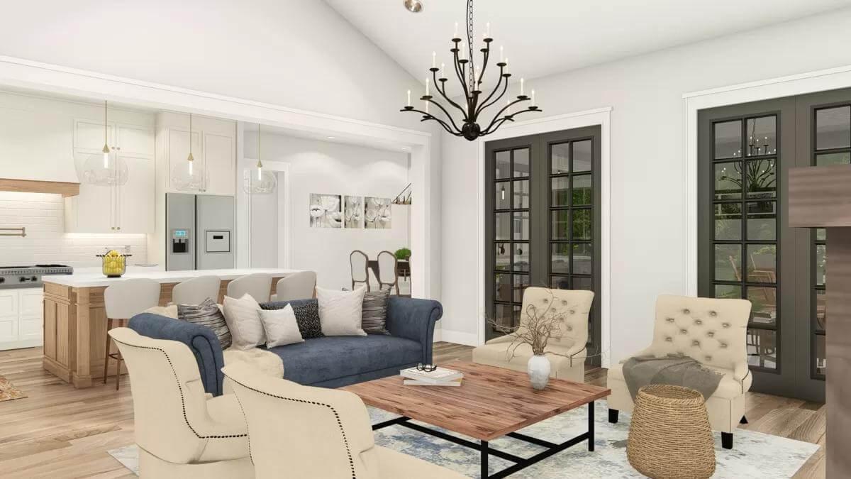Spacious Living Room Seamlessly Blending Comfort and Style