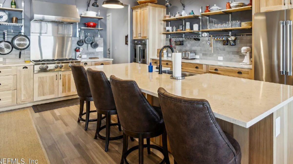 Notice the Functional Open Shelving in This Kitchen Design