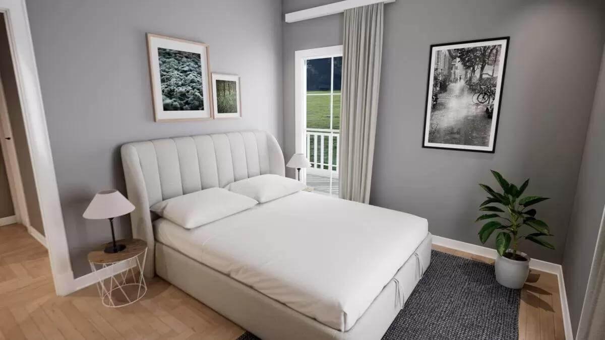 Simple Bedroom with a Touch of Nature in the Artwork