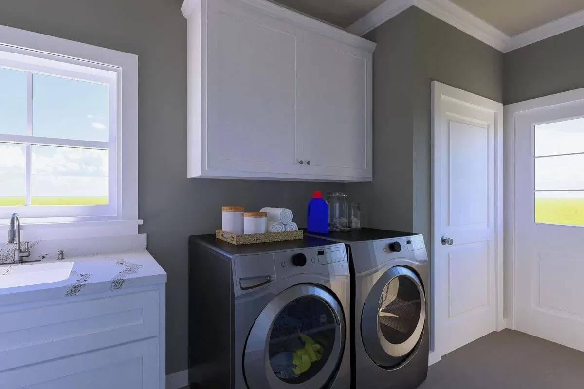 Efficient Laundry Room with Practical Storage Solutions