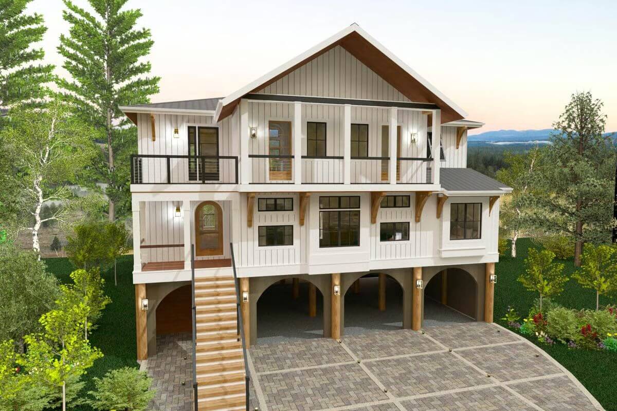 Coastal-Style 5-Bedroom Contemporary Home with Elevator and Wet Bar (Floor Plan)
