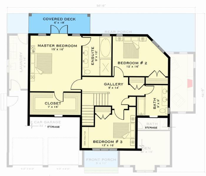 Thoughtfully Designed Three-Bedroom Layout with a Covered Deck