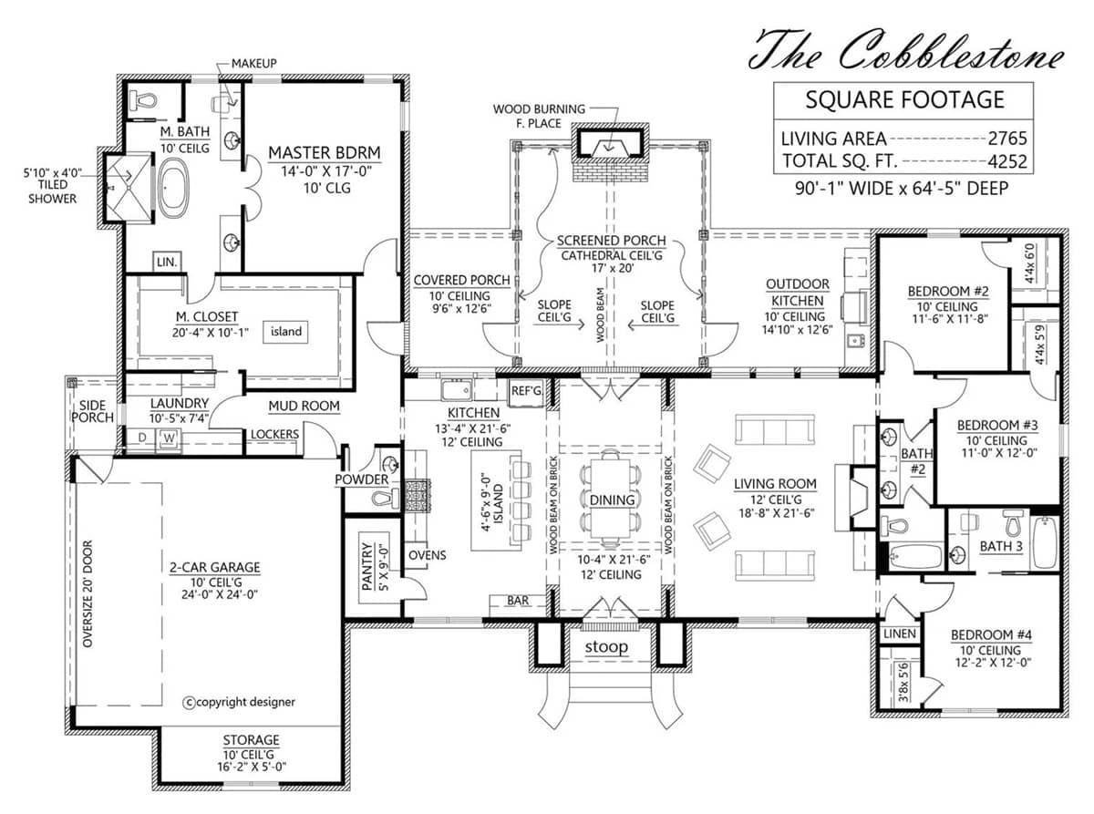Explore the Spacious Screened Porch in This 4 Bedroom Layout