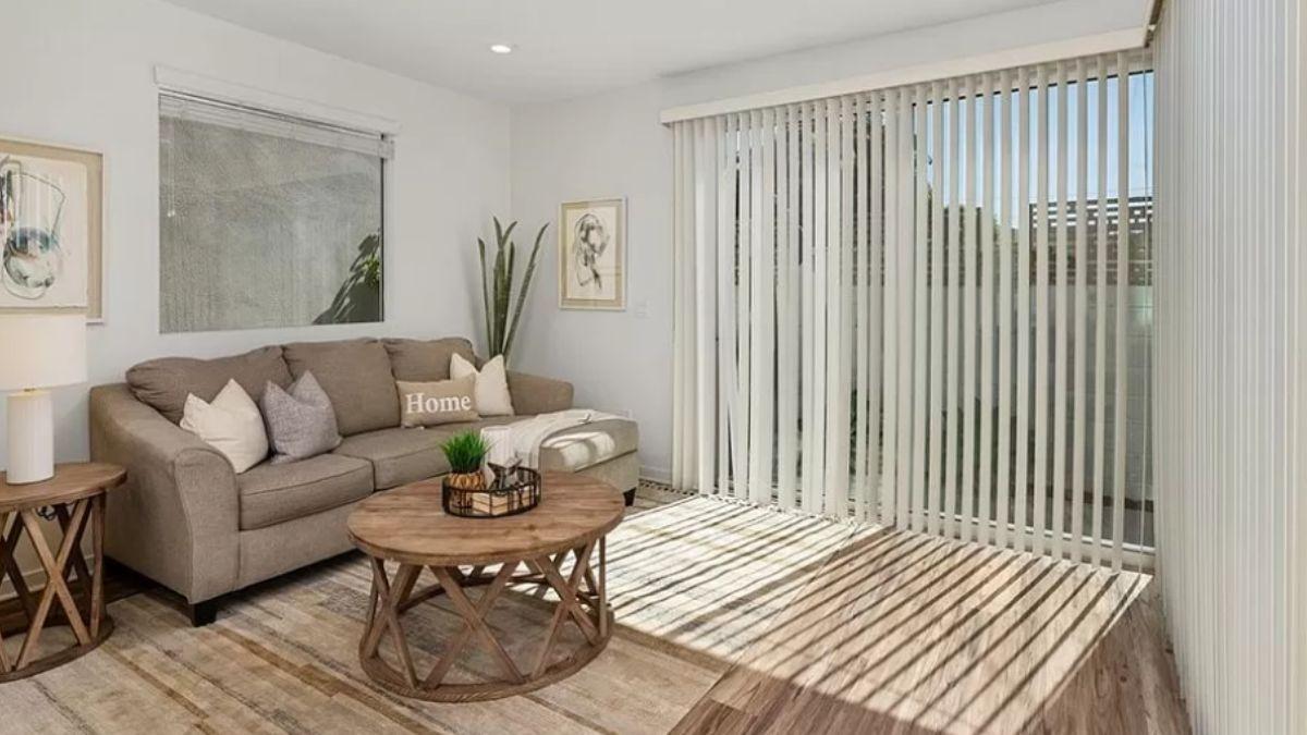 Serene Living Room with Sunlit Patio Access