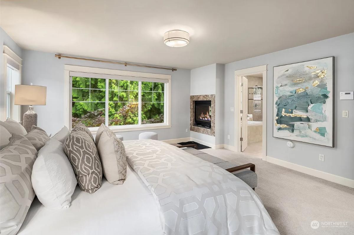 Elegant Bedroom with a Fireplace for Cozy Evenings