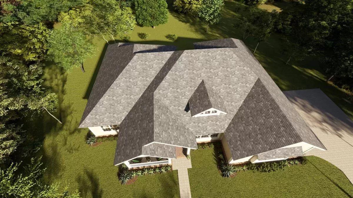 Craftsman Rooflines Captured from Above - A Peek into Architectural Complexity