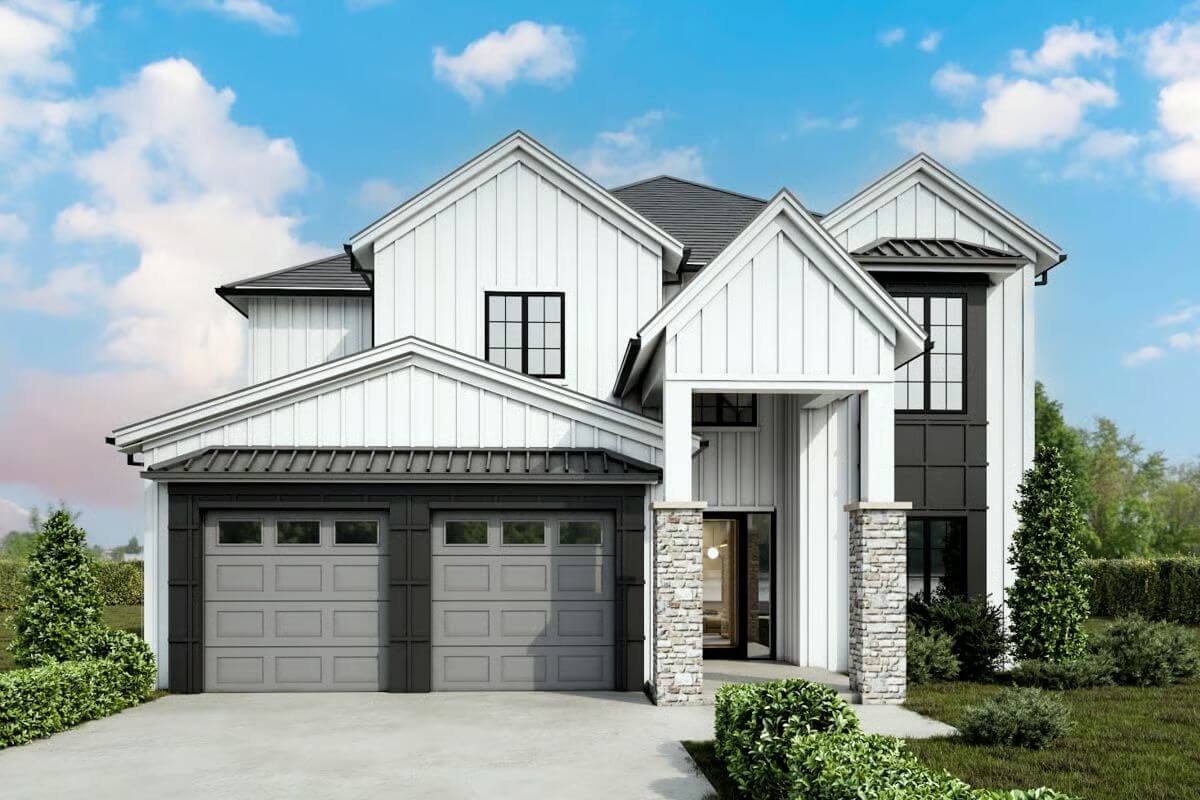 New American-Style 4-Bedroom Home with Balcony and Covered Patio (Floor Plan)