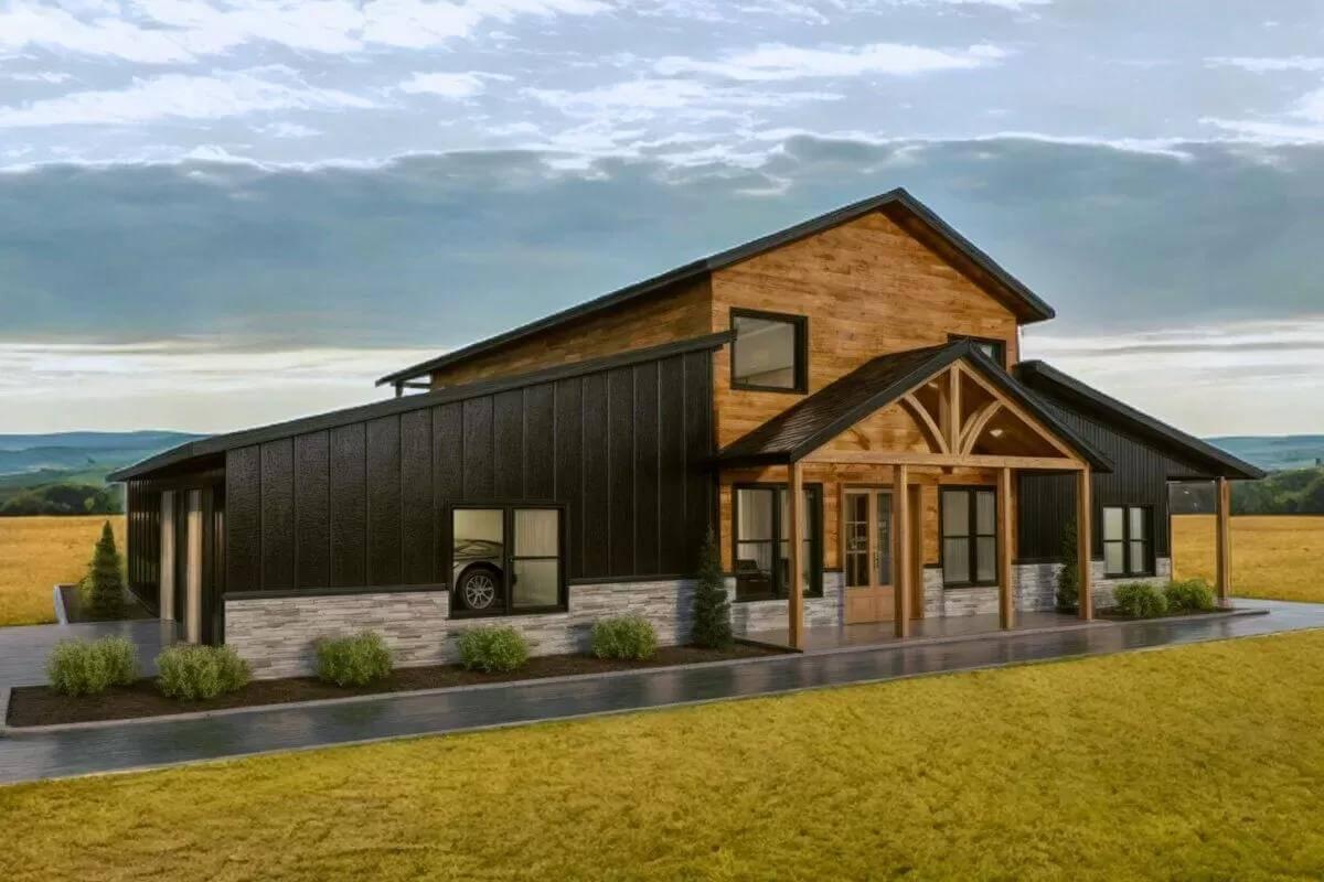 Check Out the Striking Wood and Metal Combination on This Barnhouse Exterior