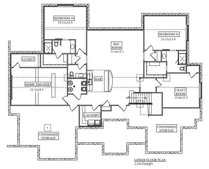 Explore This Spacious Basement with a Dedicated Craft Room