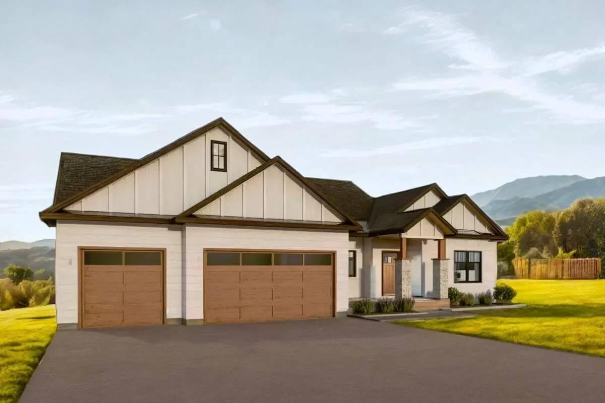 Wow, This Craftsman Facade Showcases Wood Accents Beautifully