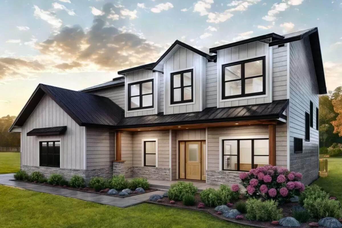 Wow, Check Out the Contrasting Textures on This Modern Craftsman Exterior