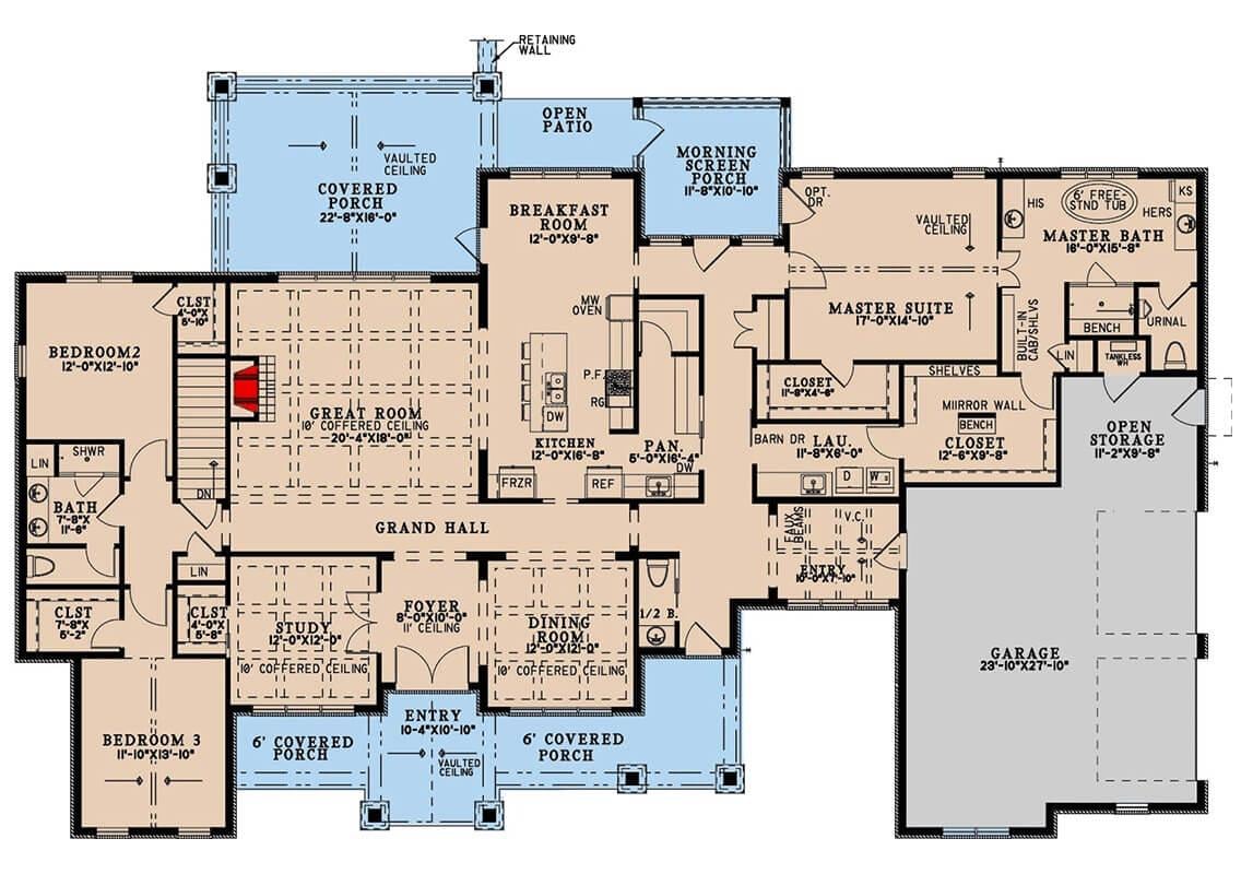 Explore the Open Layout and Vaulted Ceilings in This Craftsman-Inspired Floor Plan