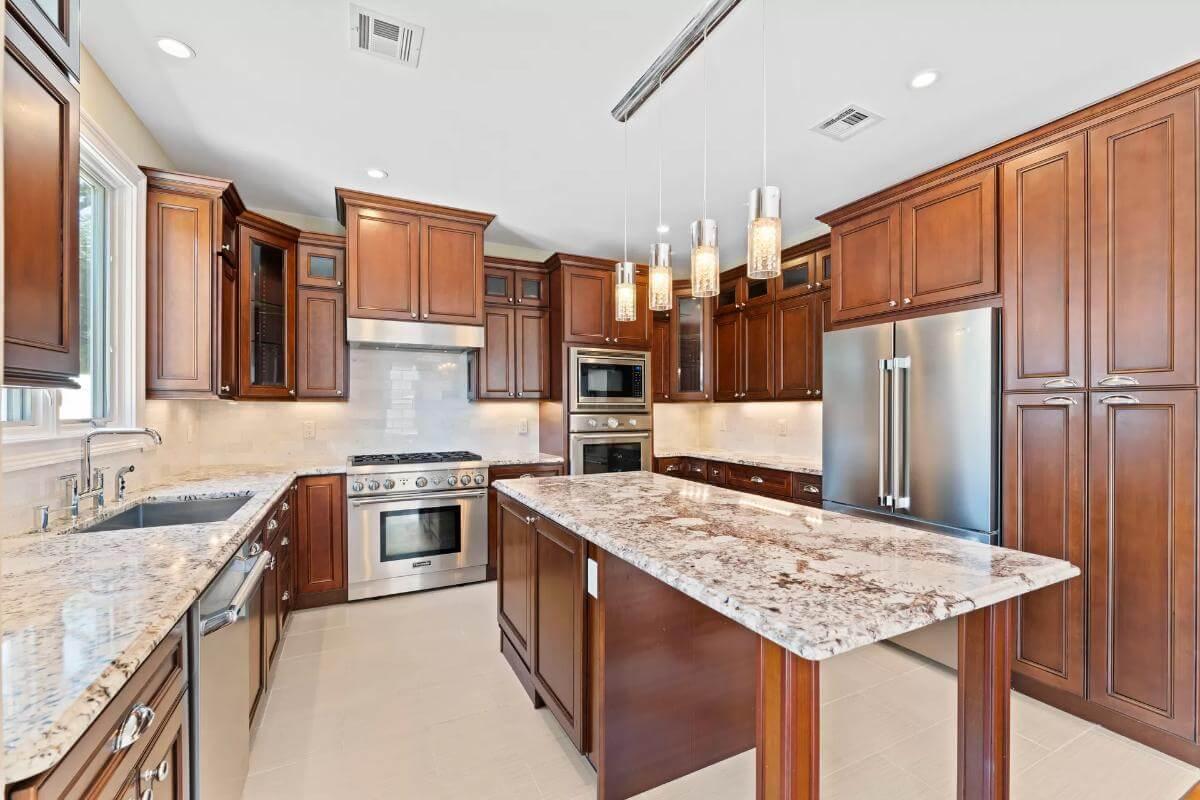 Wow, Look at the Rich Wood Cabinetry in This Gourmet Kitchen