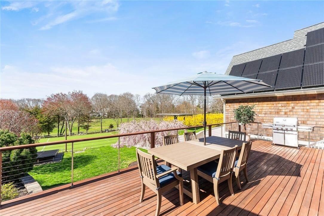 Dine and Unwind on the Solar-Powered Deck with Expansive Views